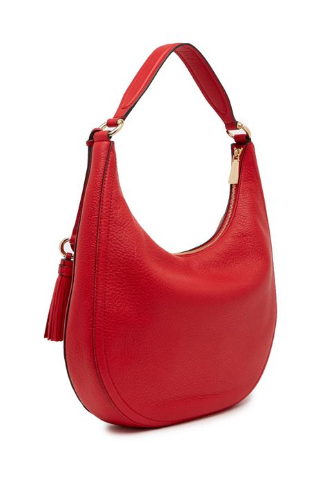 michael kors red leather hobo bag|Michael Kors flat shoulder bags.